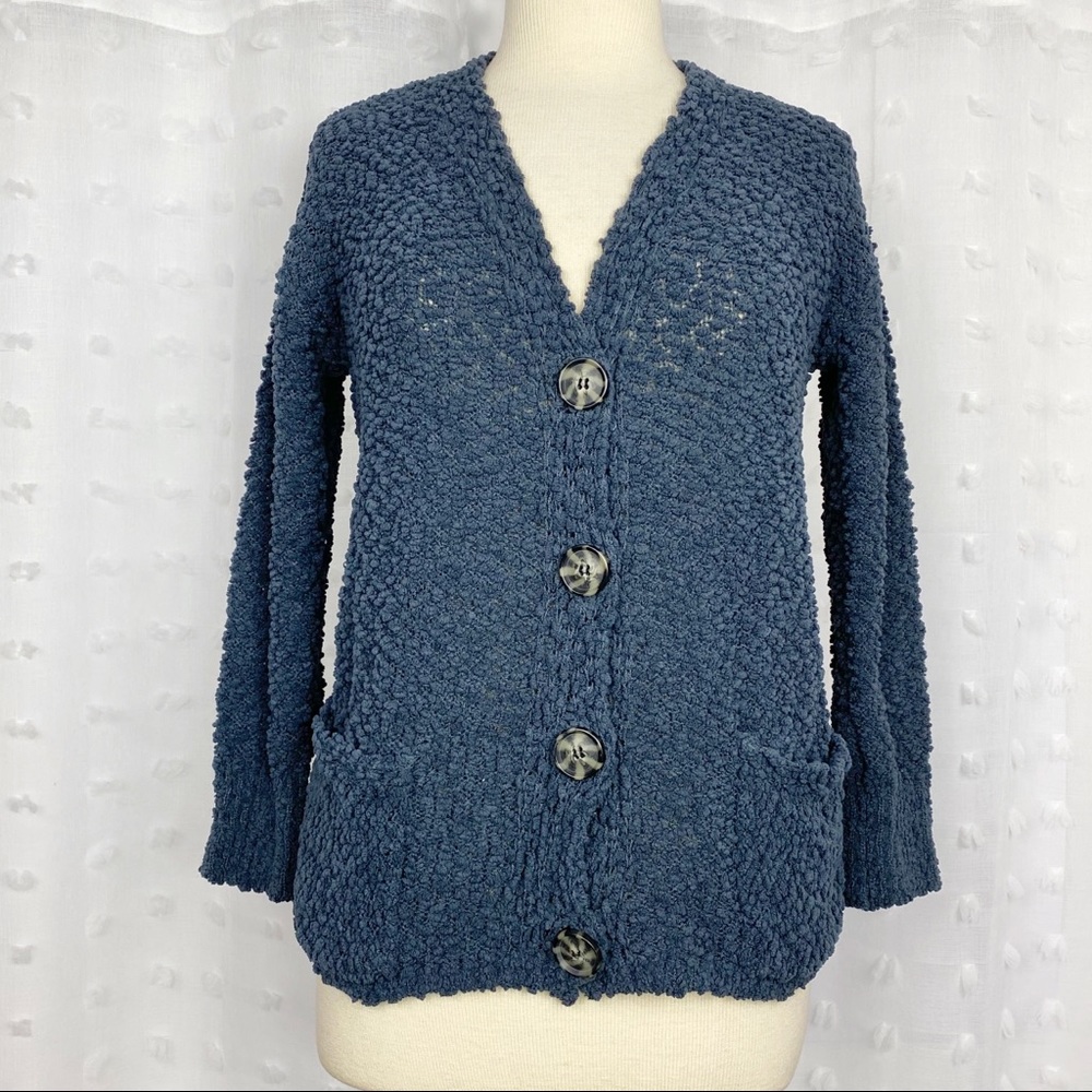 Cupio blue soft nubby knit cardigan sweater S